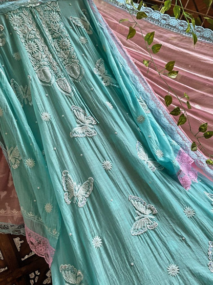 Pure Mulmul Kurta Dupatta Set with Cotton Bottom