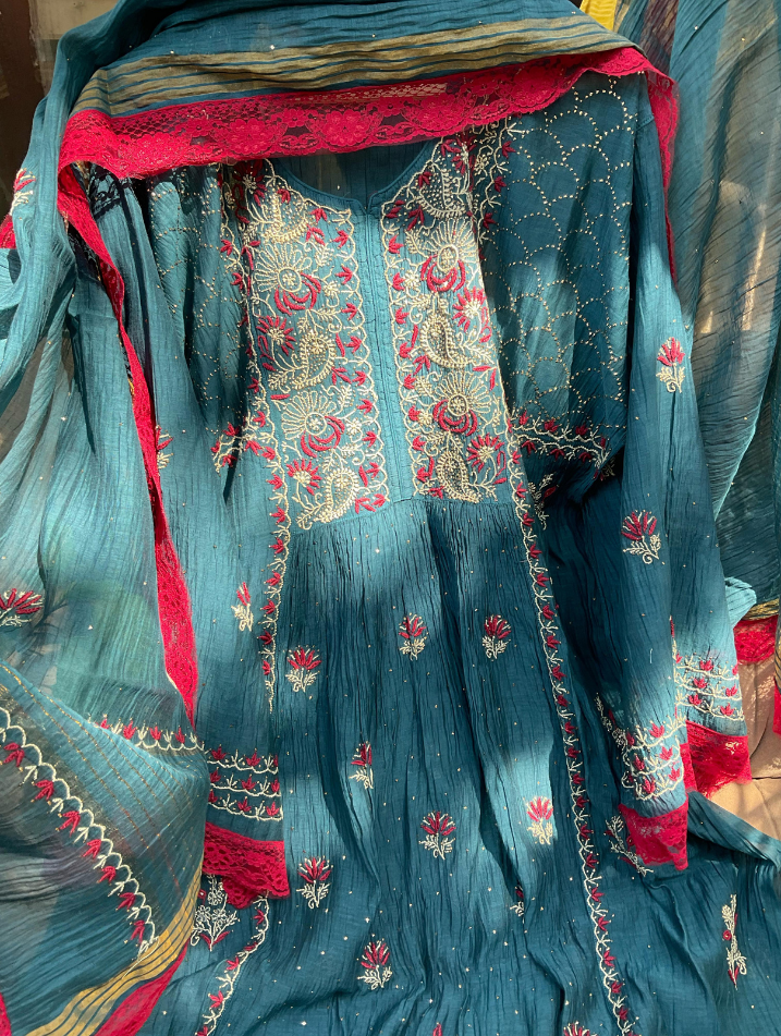 Semi Stitched A-Line anarkali  and Dupatta