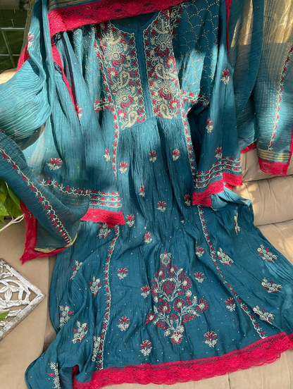 Semi Stitched A-Line anarkali  and Dupatta