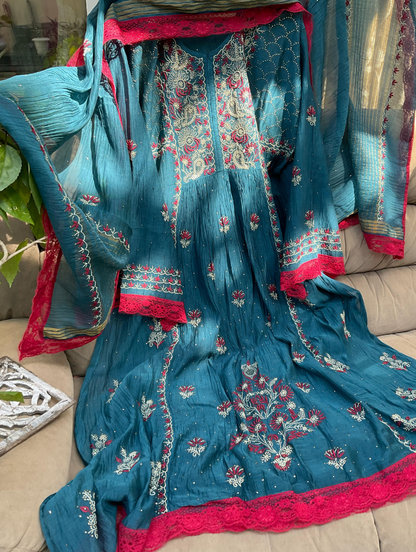 Semi Stitched A-Line anarkali  and Dupatta