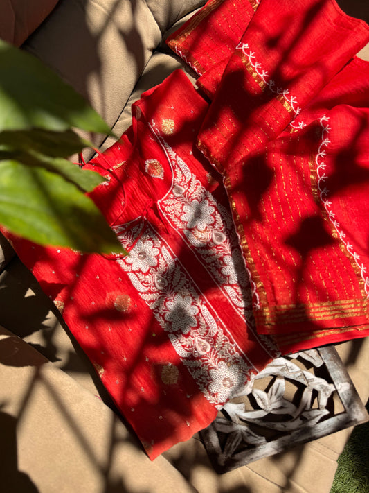 Chikankari Embroidery Kurta Suit Set