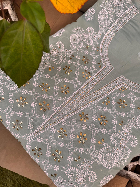 Cotton voile kurta with fine Chikanakri