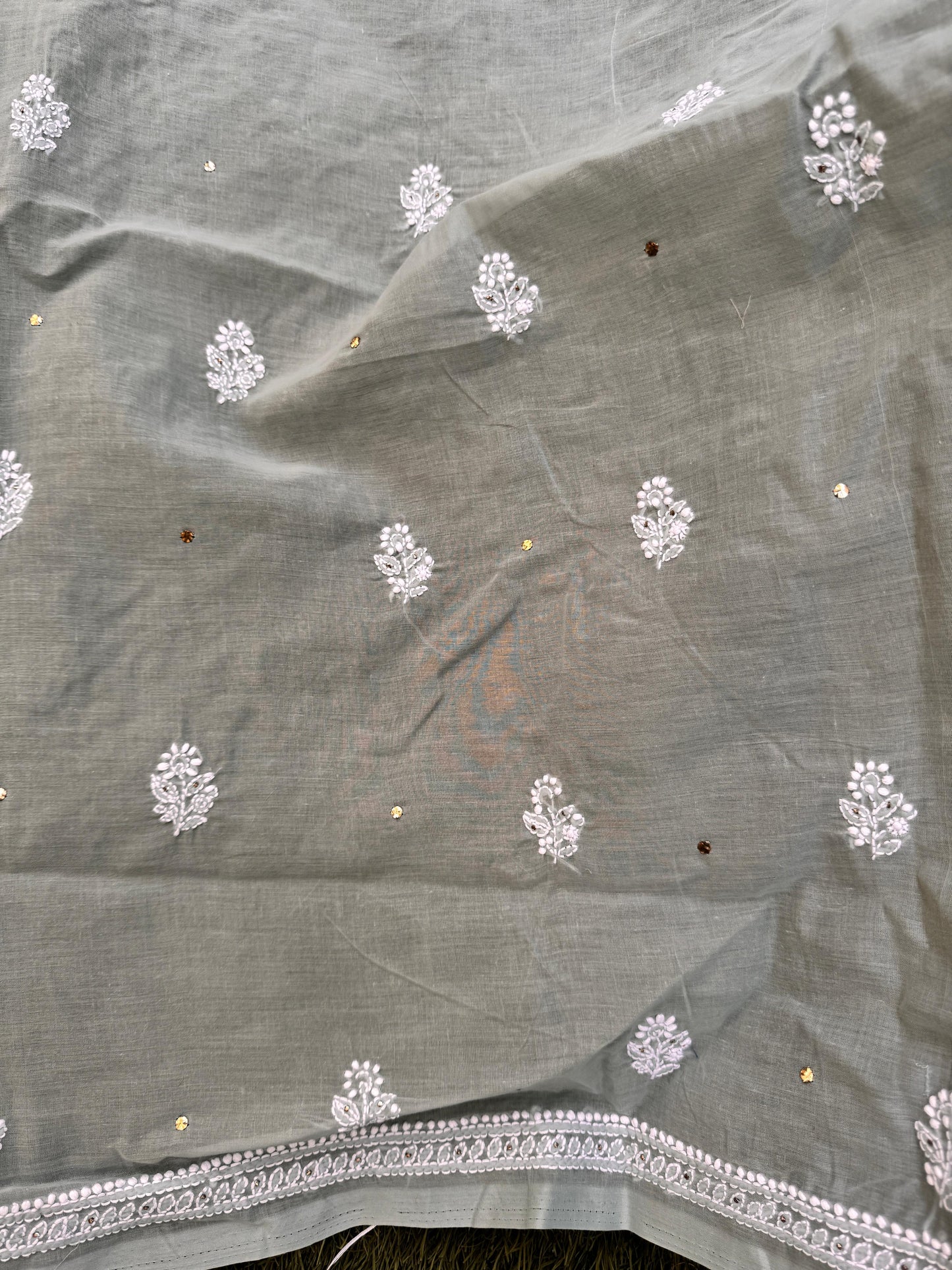 Cotton voile kurta with fine Chikanakri