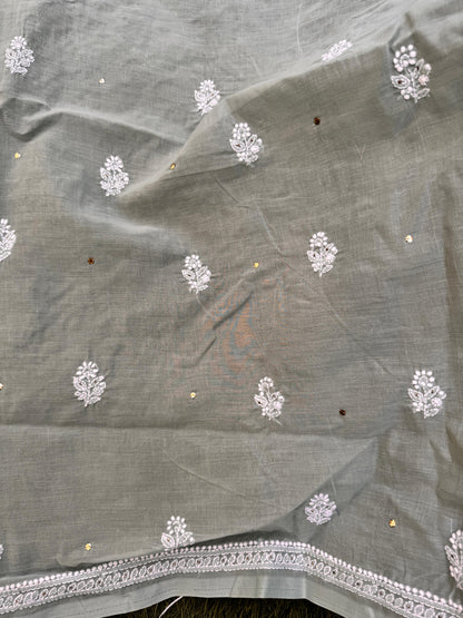 Cotton voile kurta with fine Chikanakri