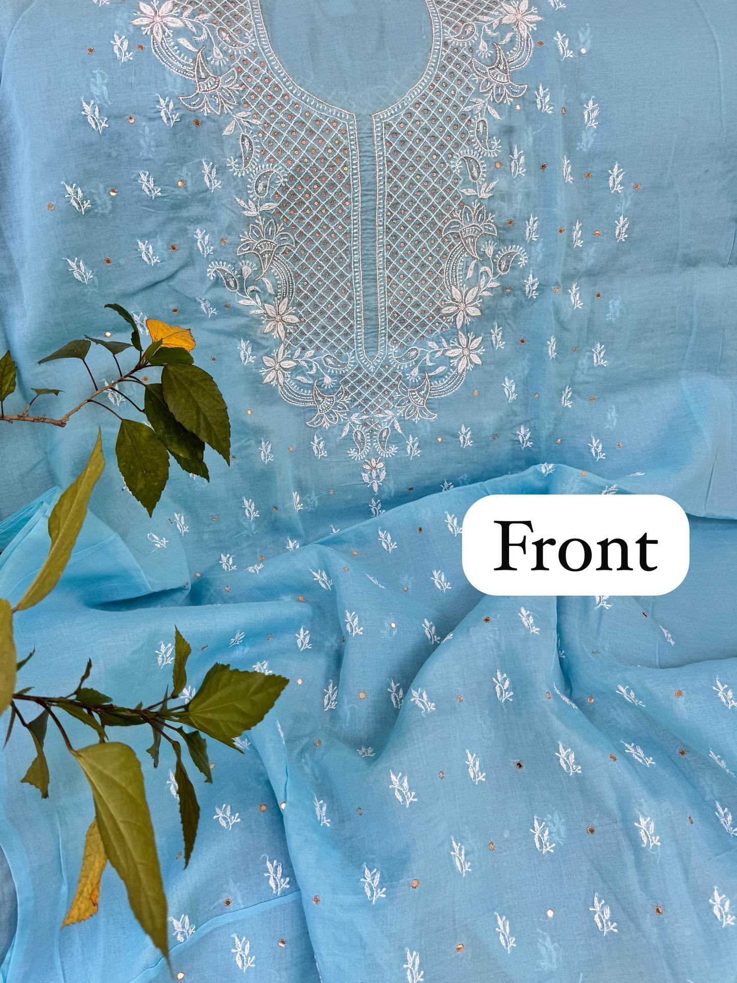 Cotton voile kurta with fine Chikanakri