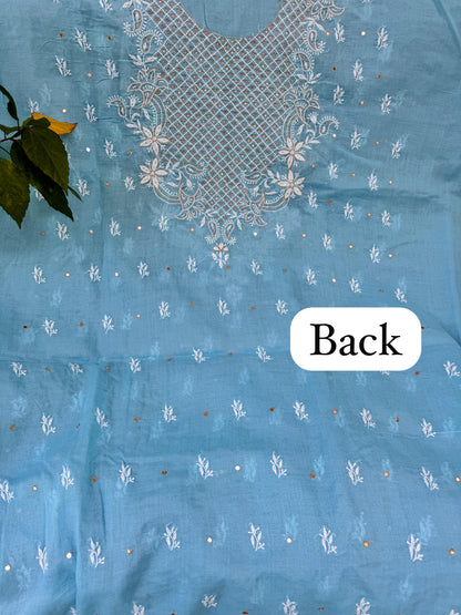 Cotton voile kurta with fine Chikanakri