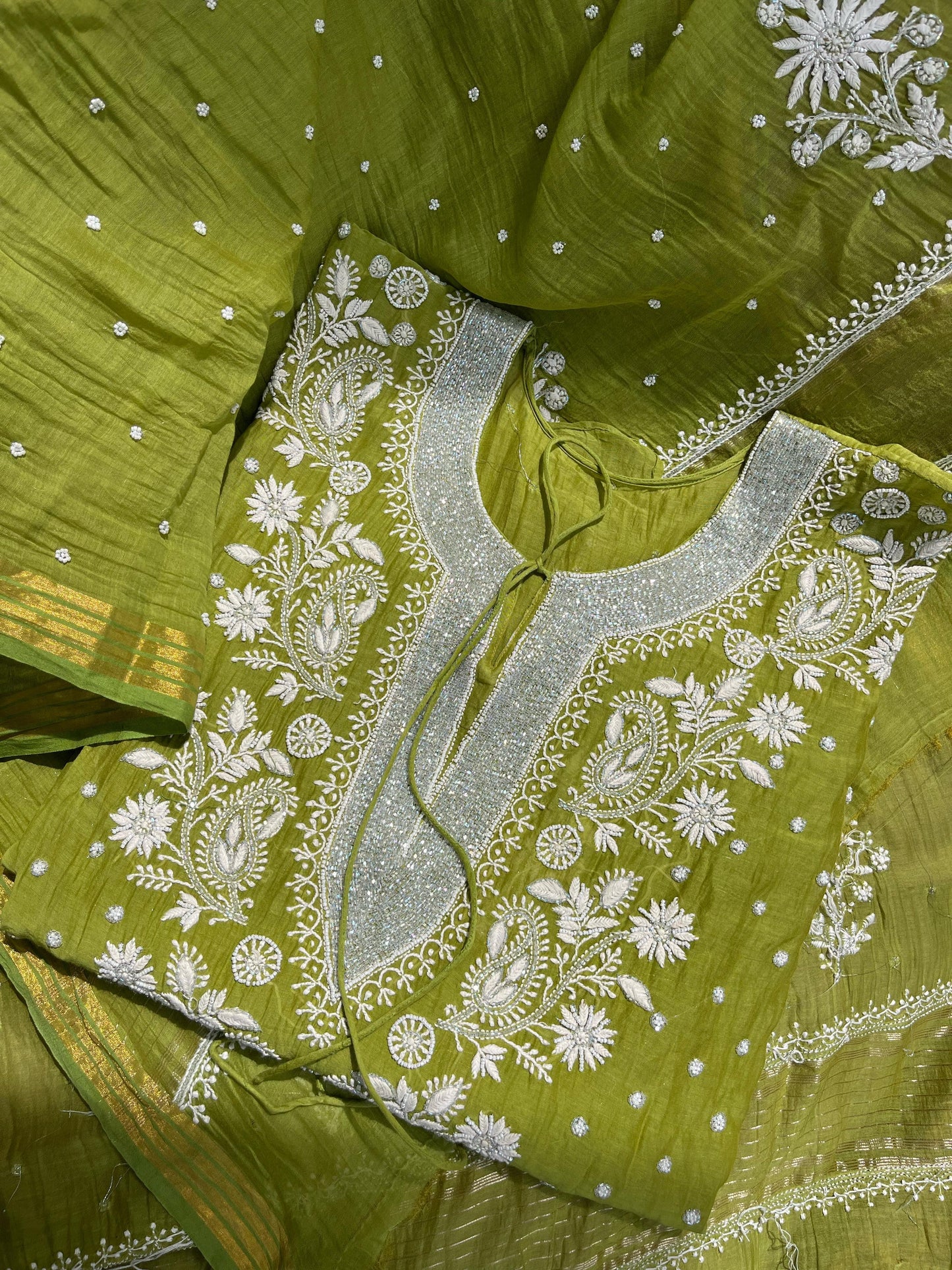 Mulmul Suit Set with Chikankari Embroidery