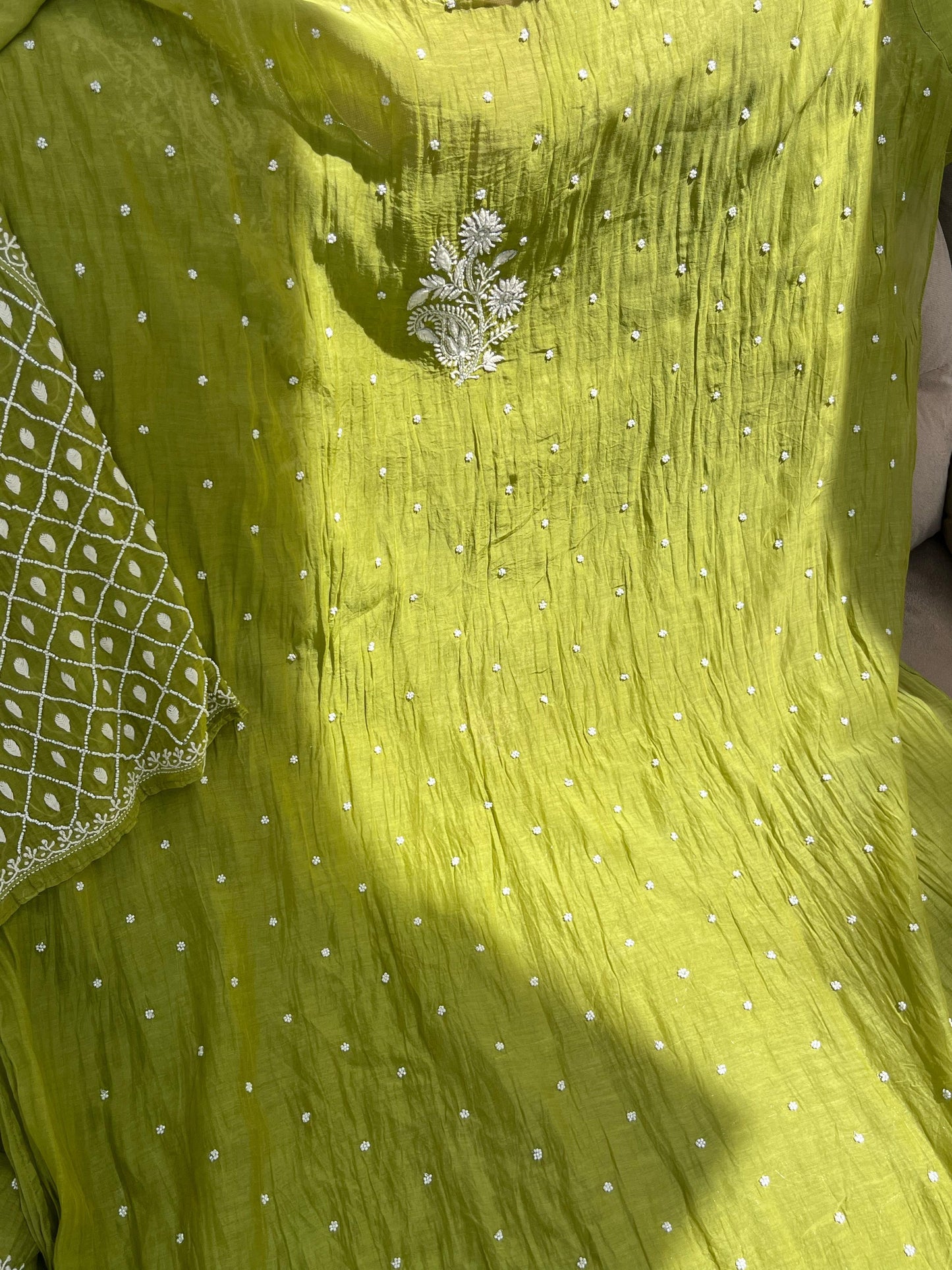 Mulmul Suit Set with Chikankari Embroidery