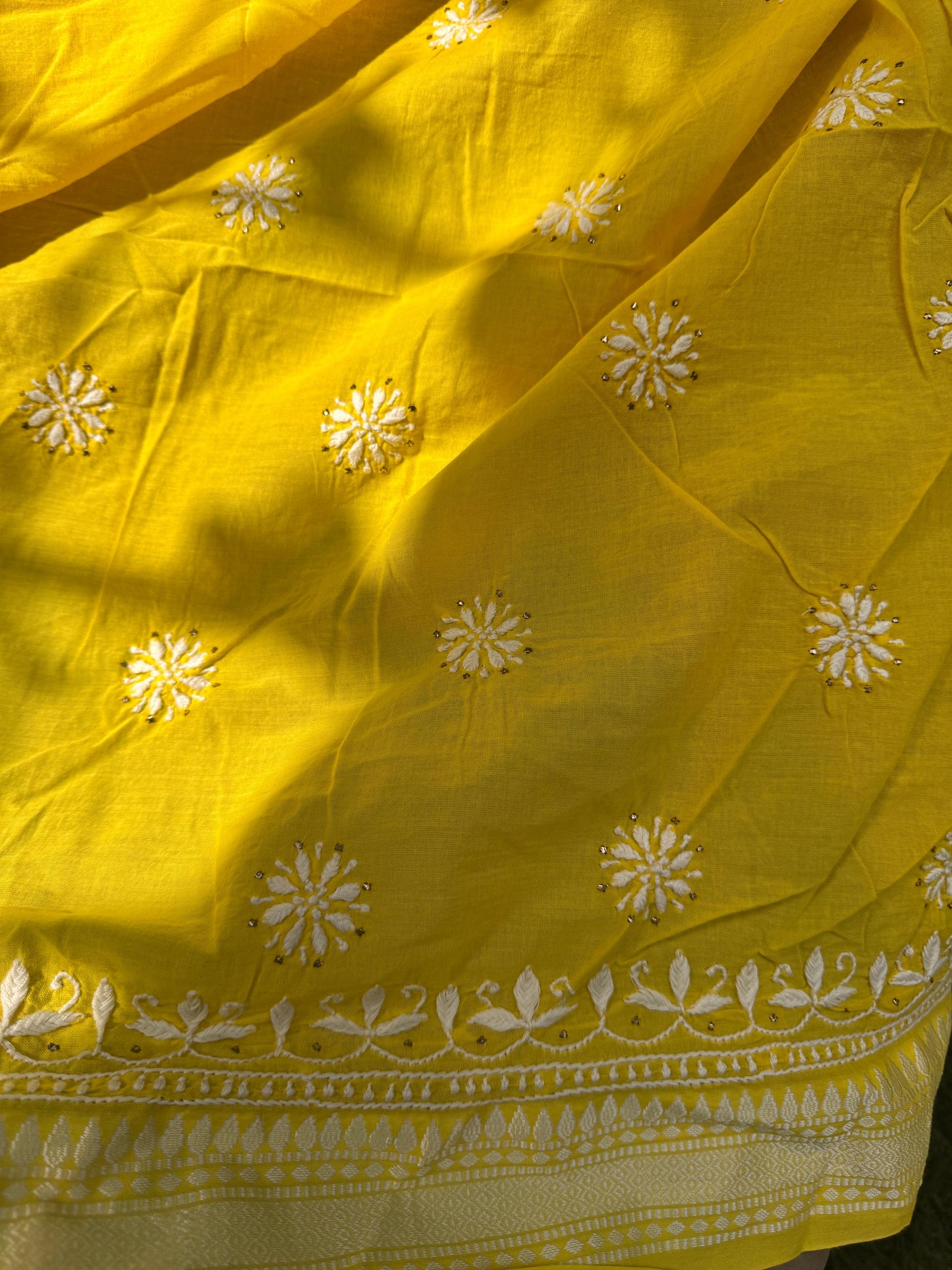 On Sale Unstitched Cotton Kurta with Chikankri work