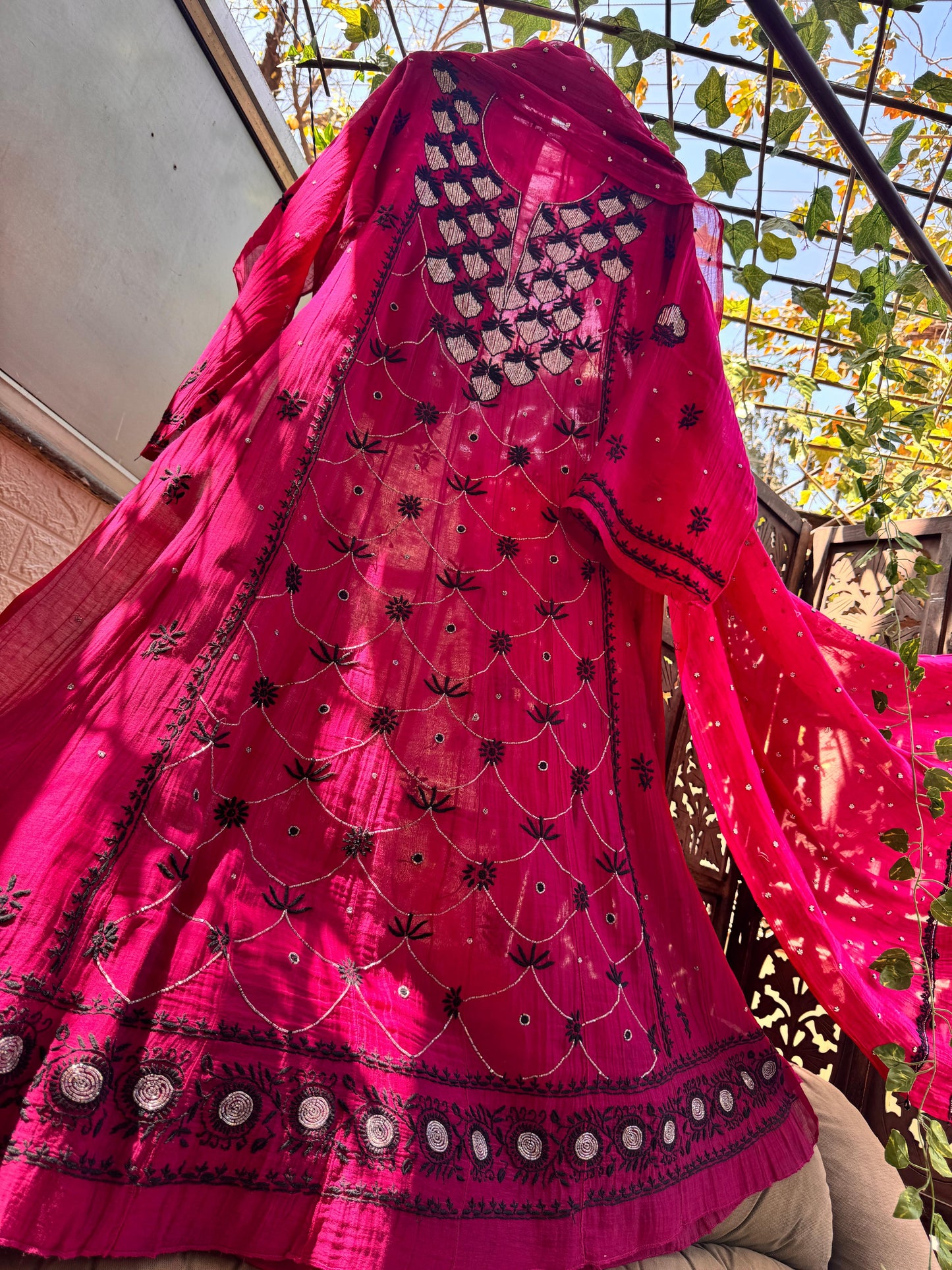 EXCLUSIVE CHIKANKARI MULMUL ANARKALI