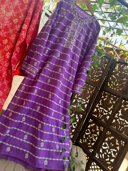 Semistiched Cotton Kurta with Chikankri work