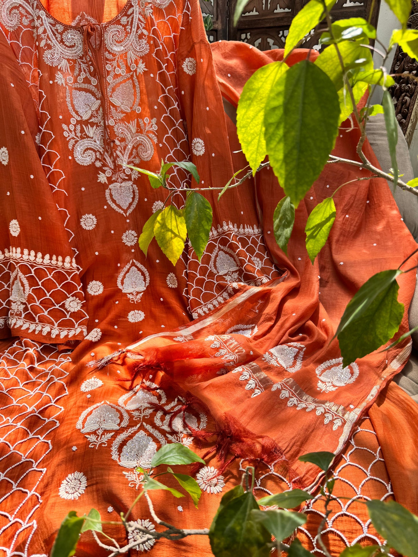 Mulmul Kurta and Dupatta with Chikankari Embroidery