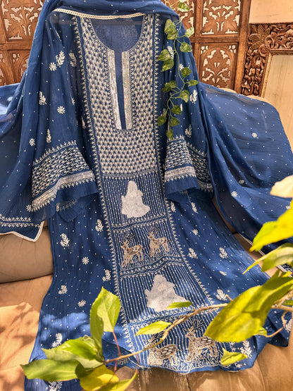 Mulmul Kurta and Dupatta with Chikankari Embroidery