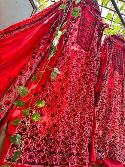 Pure Cotton Kurta 4 side embroidered Dupatta