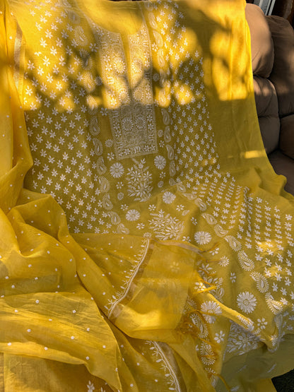 Tissue Unstitch Kurta Dupatta