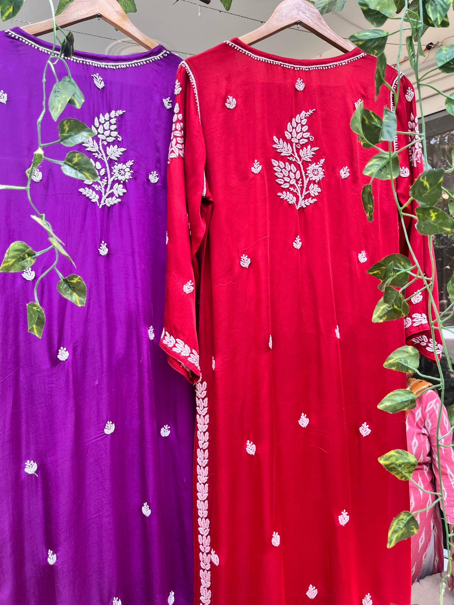 Modal kurta and pants with chikankari work
