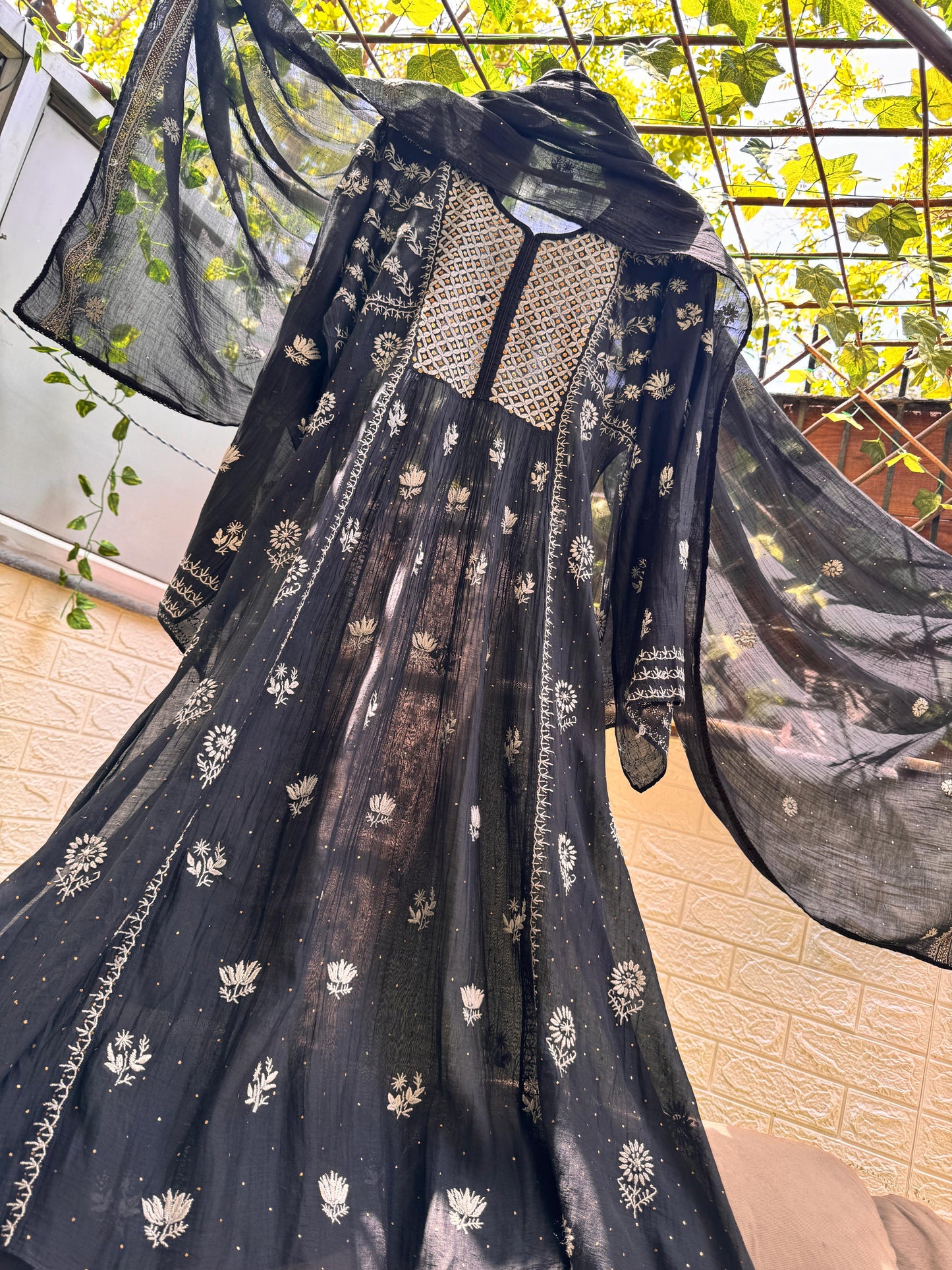 Mulmul Semi Stitched A-Line Kurta Dupatta