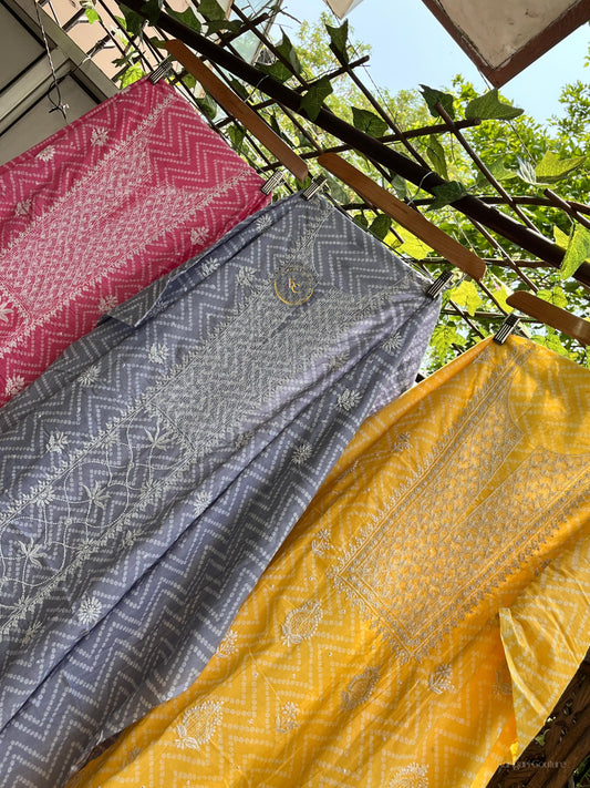A Gentle Grace: Bandhani Prints Adorned with Chikankari & Cutdana