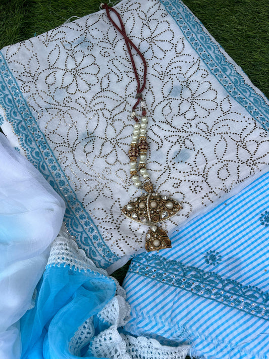 Timeless Threads: Hand-Embroidered Cotton Voile Set