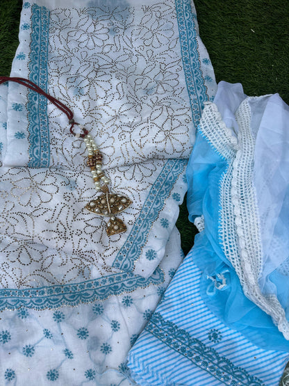 Timeless Threads: Hand-Embroidered Cotton Voile Set