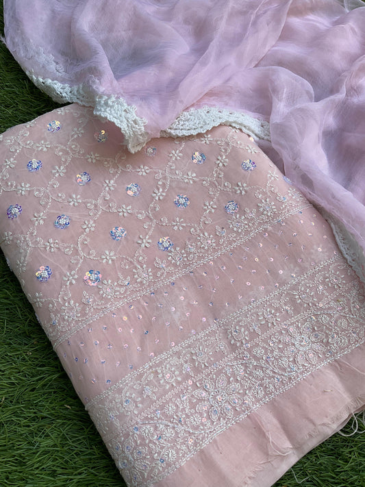 Cotton voile Kurta Bottom and Chiffon Dupatta set
