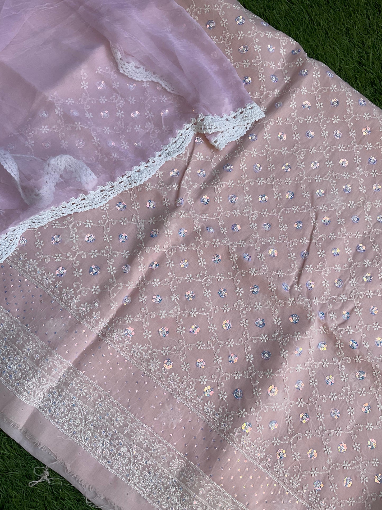 Cotton voile Kurta Bottom and Chiffon Dupatta set