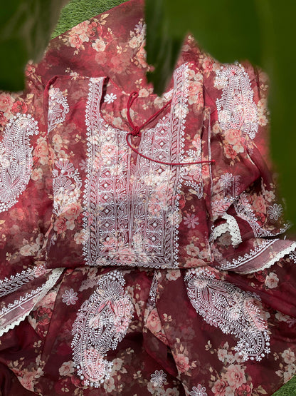 A Whisper of Vintage Floral Organza Ensemble