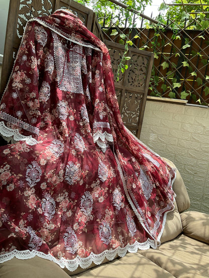 A Whisper of Vintage Floral Organza Ensemble