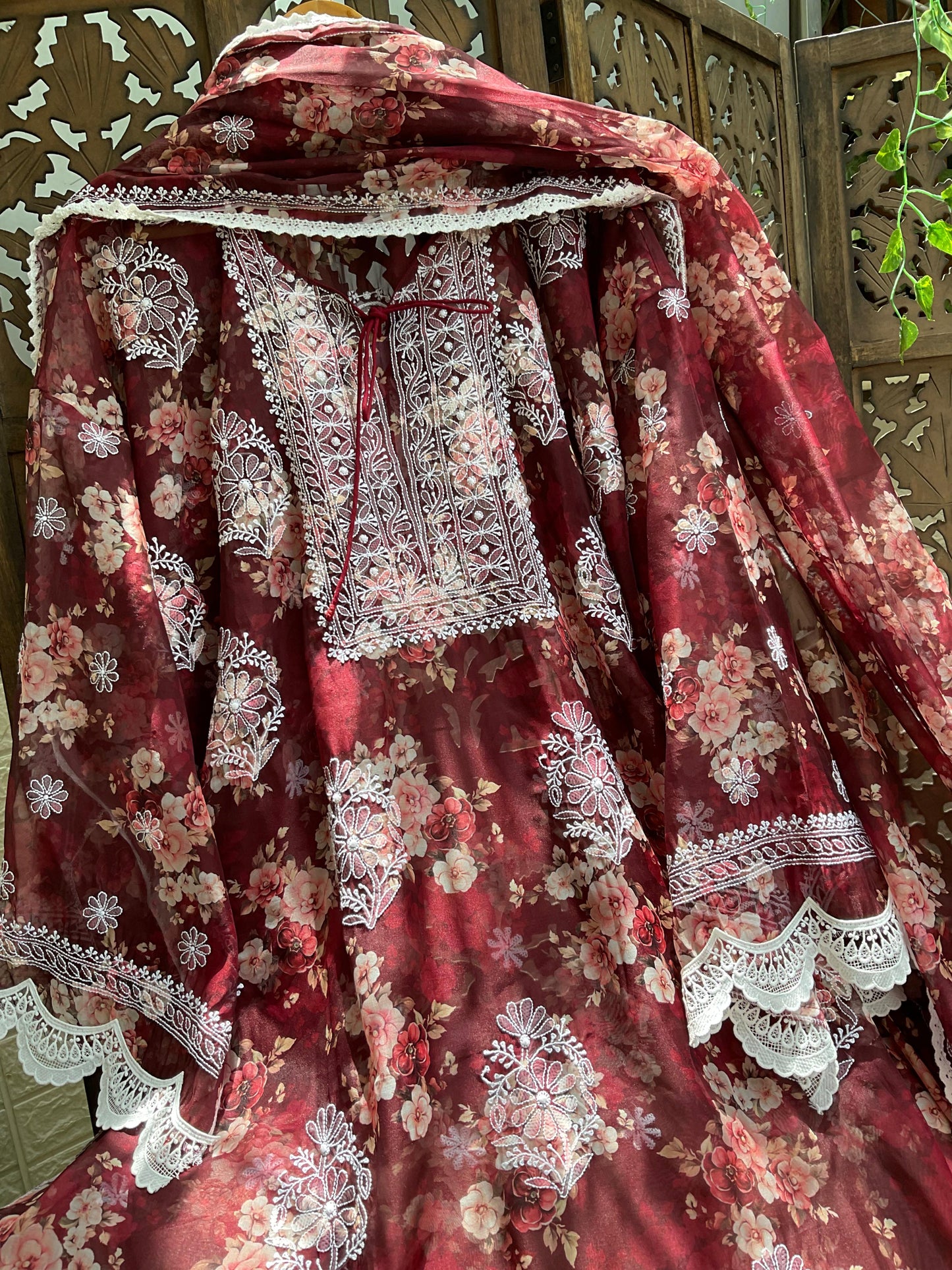 A Whisper of Vintage Floral Organza Ensemble