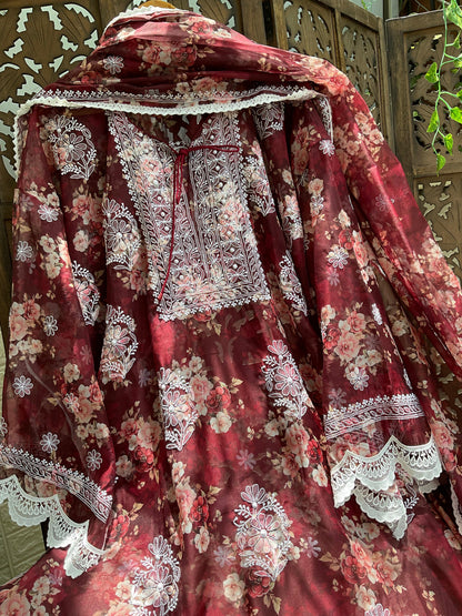 A Whisper of Vintage Floral Organza Ensemble