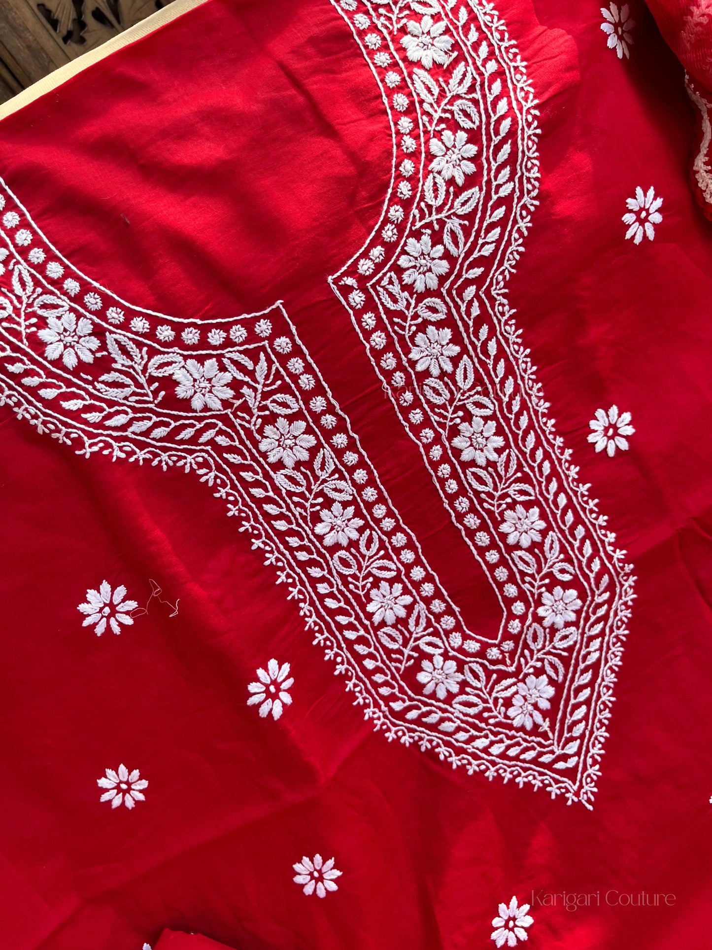 Graceful 3 Piece Cotton Voile Kurta Set with Mughlai Bootas & Chiffon Dupatta