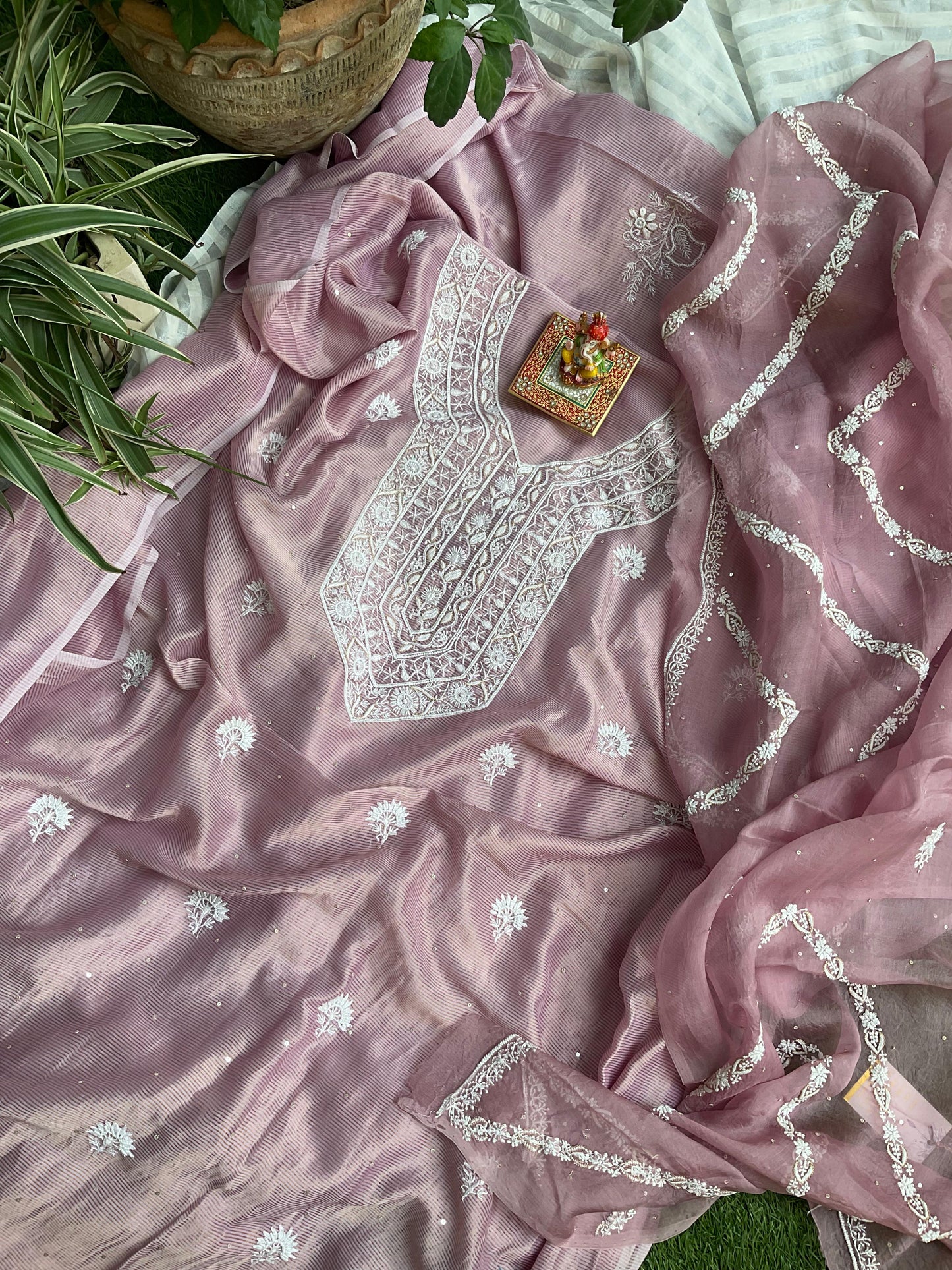 Zari Tissue Chanderi Silk Kurta Set with Noor Silk Organza Dupatta