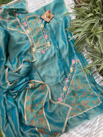 Parsi Embroidered Tissue Kurta Set - A Heritage Affair with Modern Grace