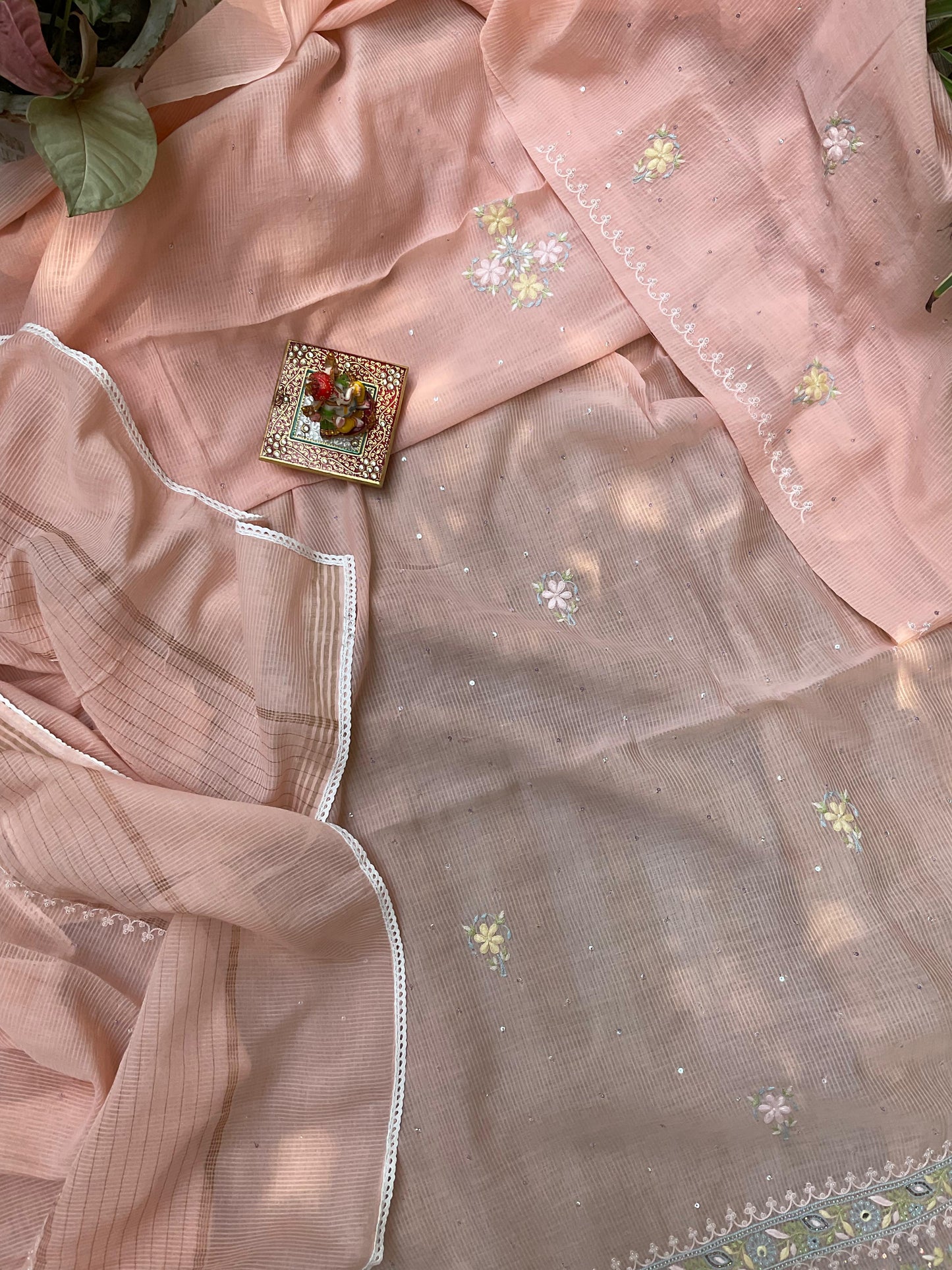 Maheshwari Malmal Kurta Set  Zardosi Elegance with Mirror & Resham Detailing