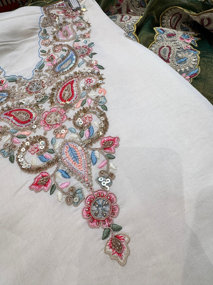 Evergreen Elegance in Regal Ivory & Green