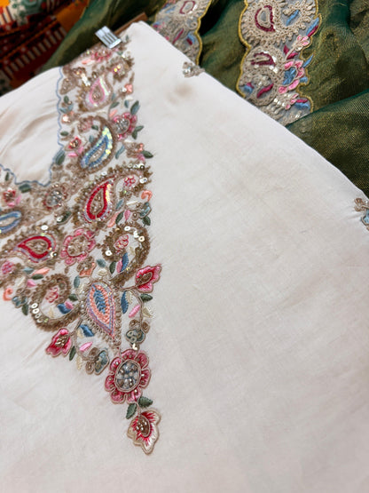 Evergreen Elegance in Regal Ivory & Green
