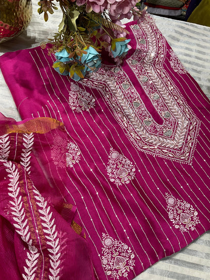 Rani Chanderi Silk kurta set