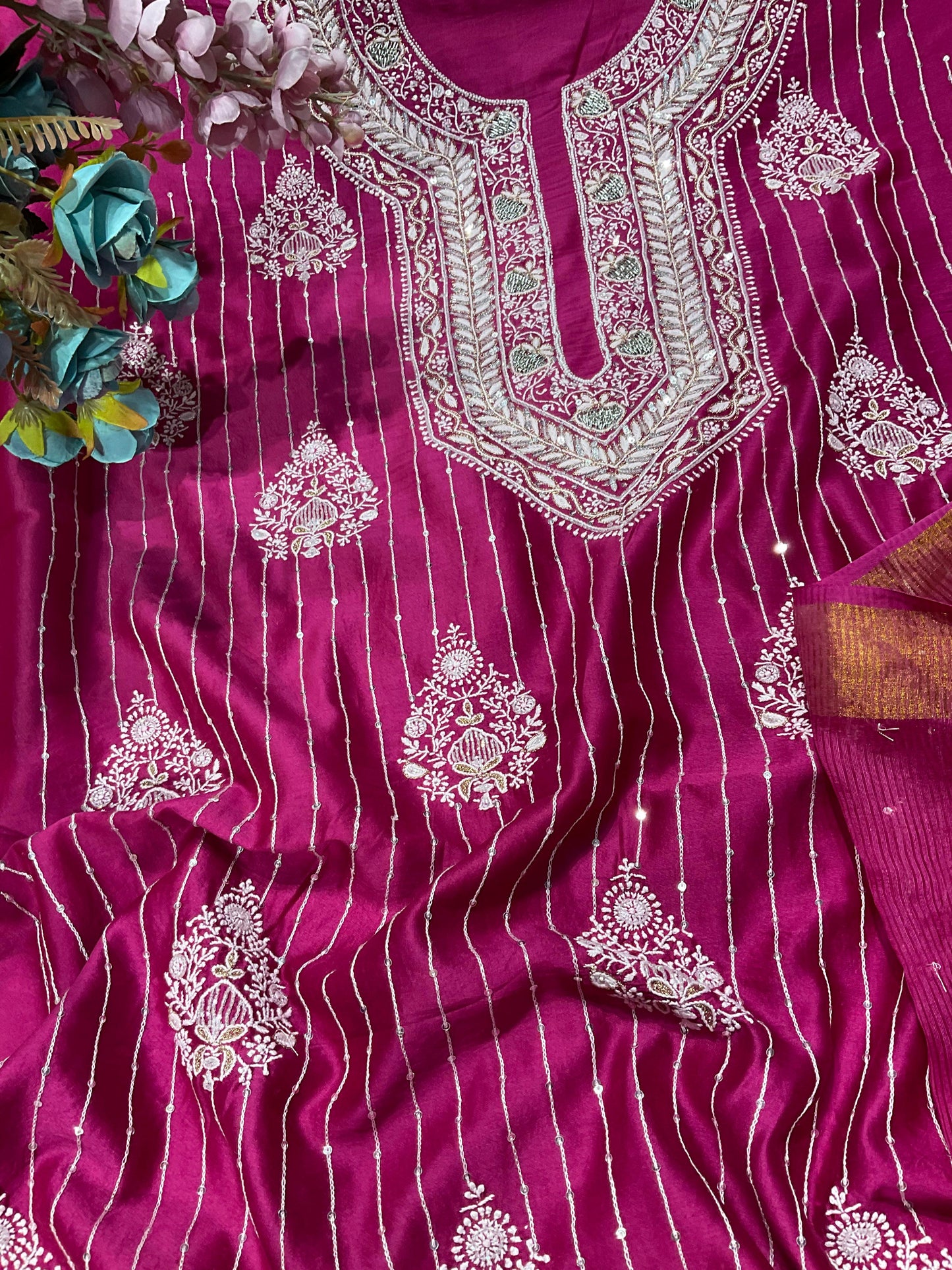 Rani Chanderi Silk kurta set