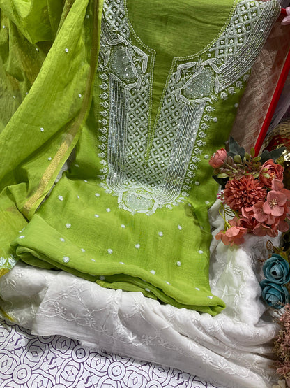 Elegant Mulmul Ensemble with Pearl & Cutdana Accents