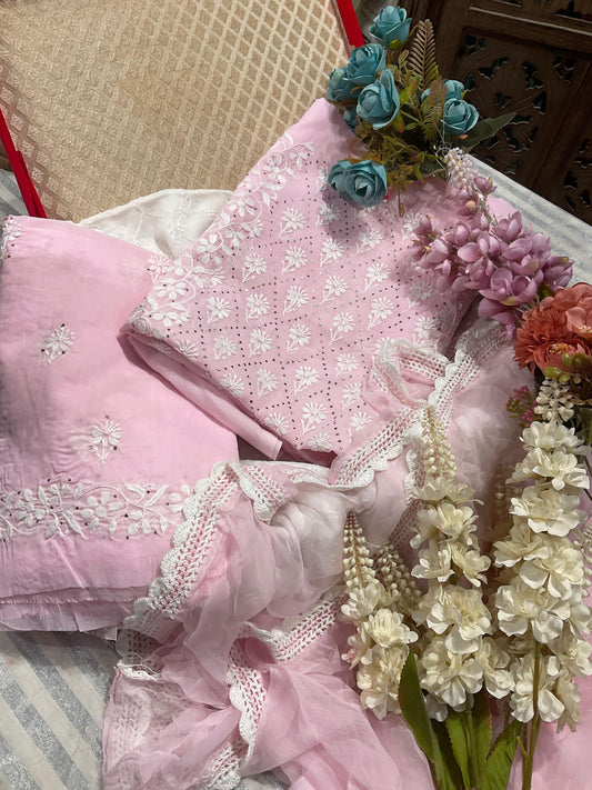 Classic Elegance – Pure Cotton Voile Chikankari Suit Set with Mukesh Work