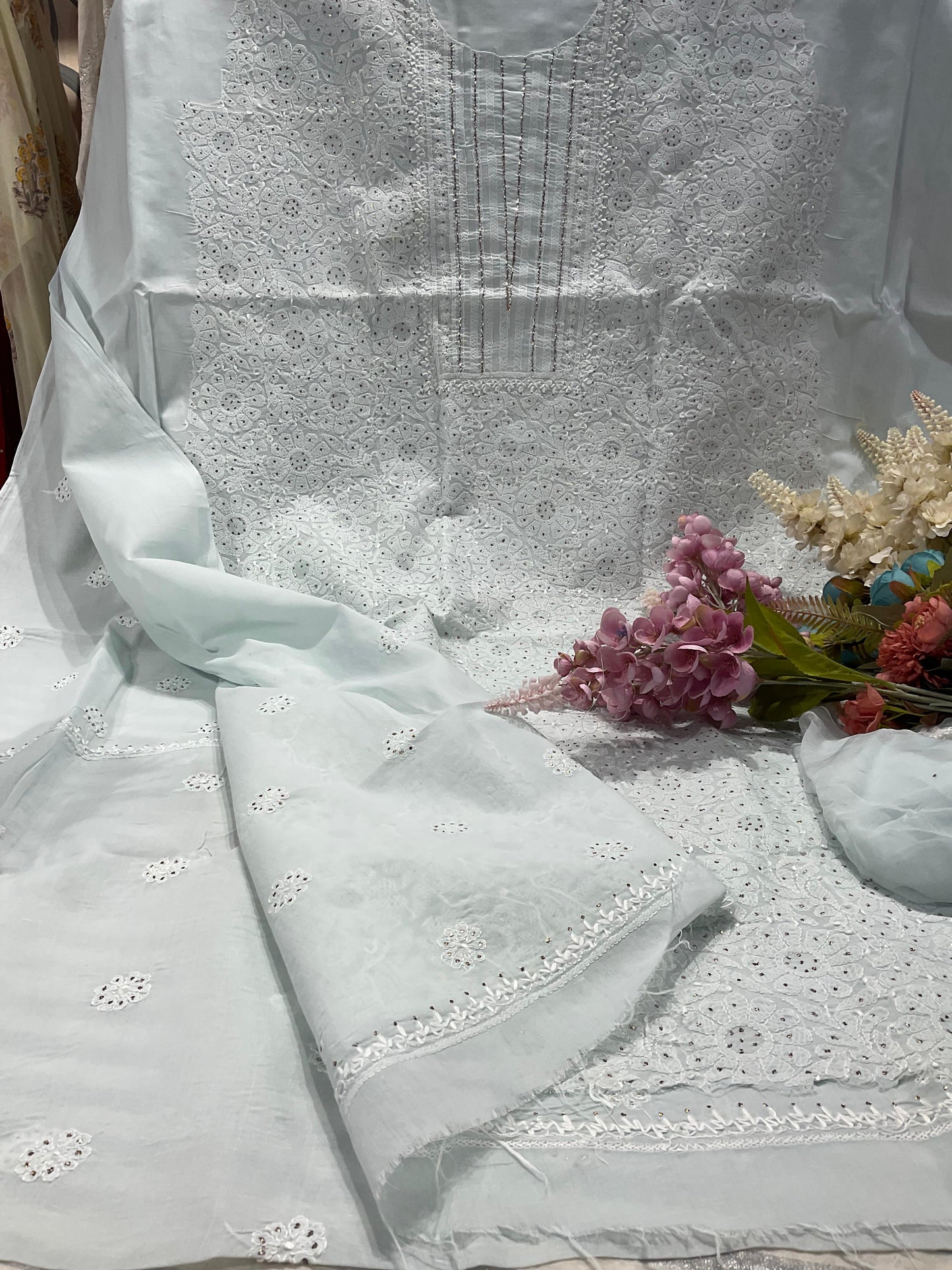 Ethereal Whites – Pure Cotton Voile Chikankari Suit Set