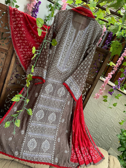 Semi-Stitched Mulmul Chanderi Kurta Dupatta Set