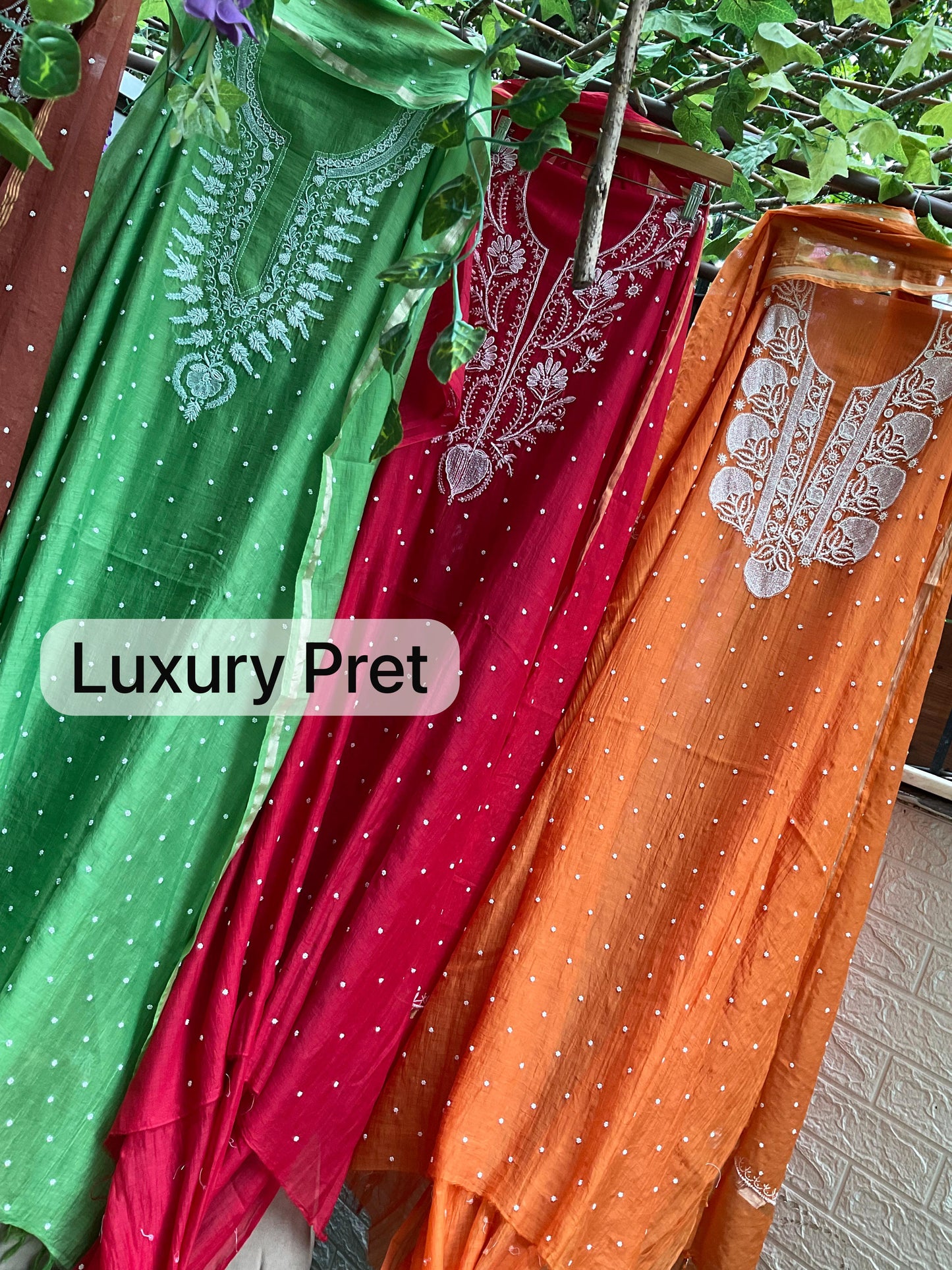 Mulmul Kurta Dupatta Set with Cotton Bottom
