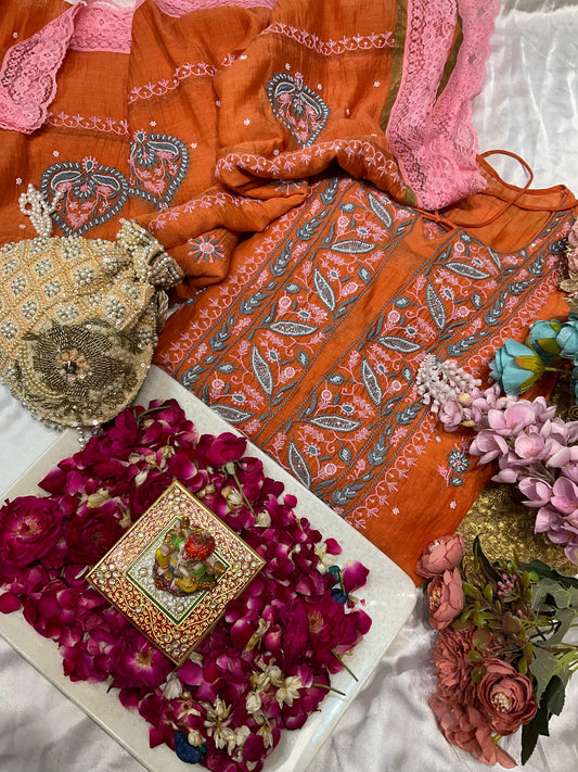 Gorgeous Mulmul Chikankari Set