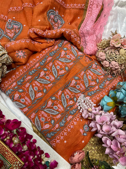 Gorgeous Mulmul Chikankari Set