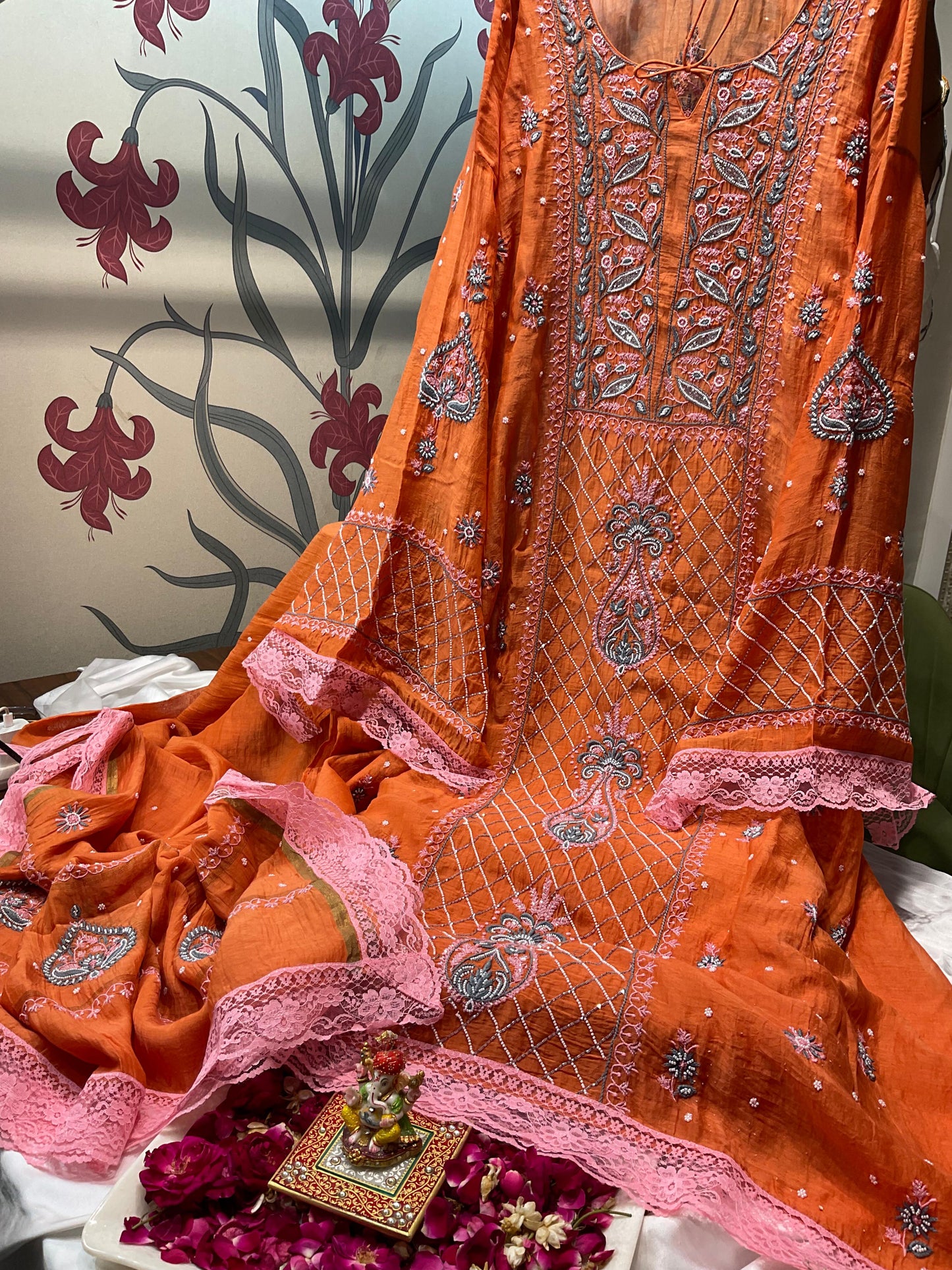 Gorgeous Mulmul Chikankari Set