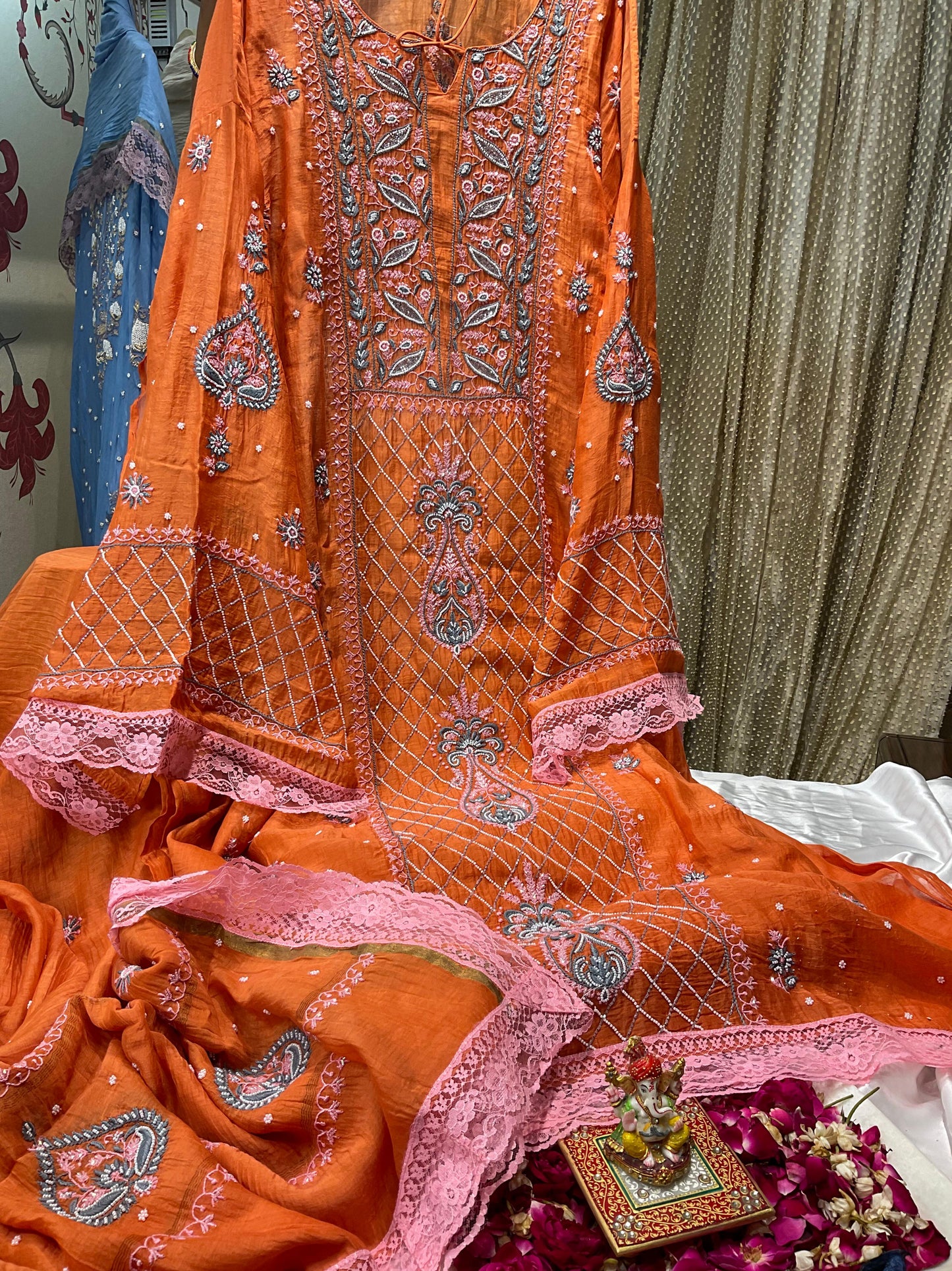 Gorgeous Mulmul Chikankari Set