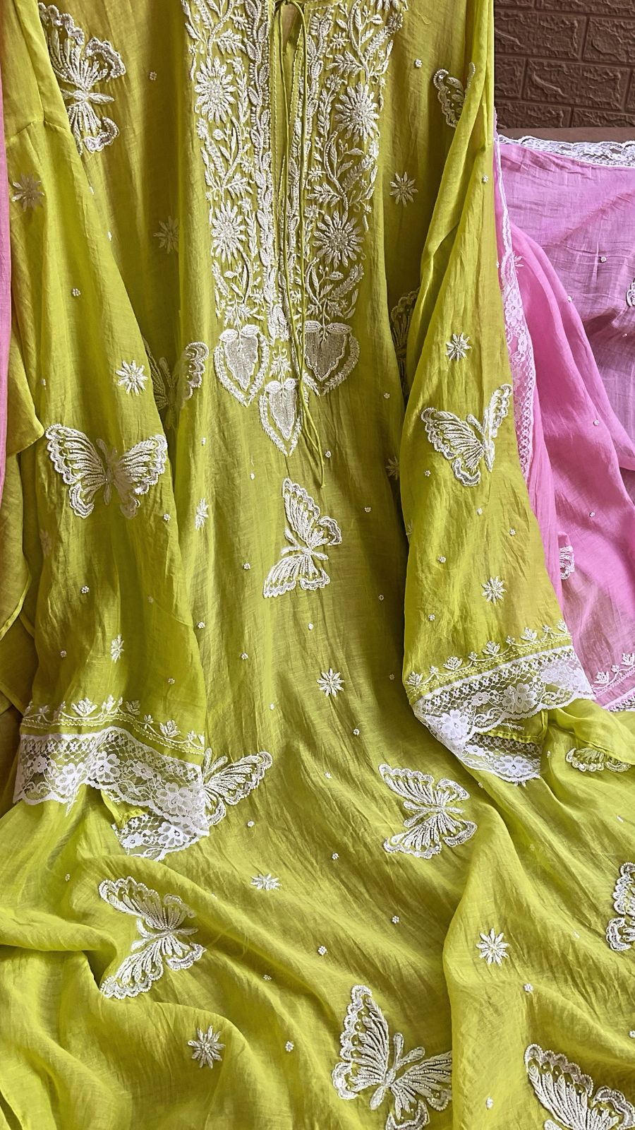 Pure Mulmul Kurta Dupatta Set with Cotton Bottom
