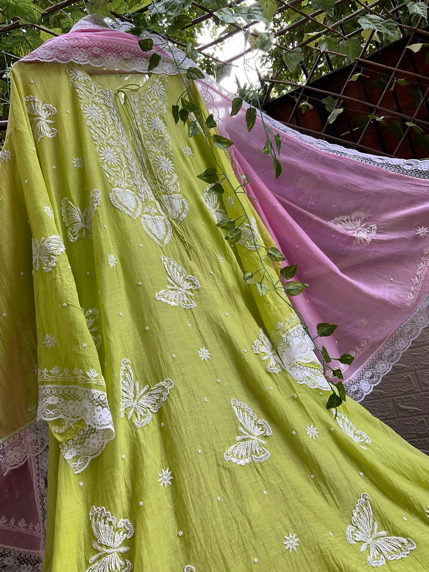 Pure Mulmul Kurta Dupatta Set with Cotton Bottom