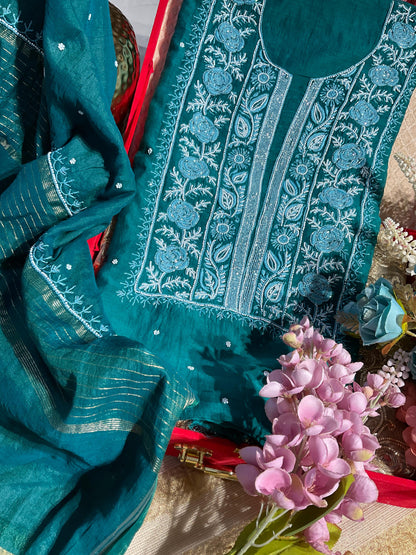 Mulmul Kurta Dupatta with Cotton Bottom